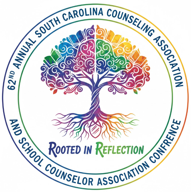 SCCA 2025 logo South Carolina Counseling Association logo.